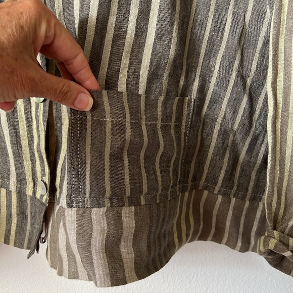 Flax 100% Linen Button Top - Picture 2 of 7